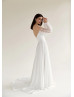Strapless Ivory Satin Wedding Dress With Detachable Lace Sleeves